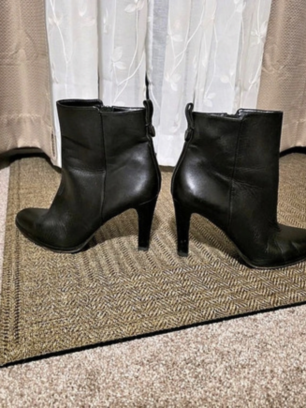 COACH Jemma Black Leather-Look Heeled Ankle Boots US 9B